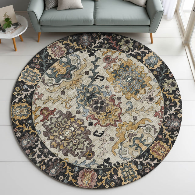Dalyn Silk Road SR5 Black Rug shown in a room