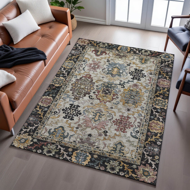Dalyn Silk Road SR5 Black Rug shown in a room