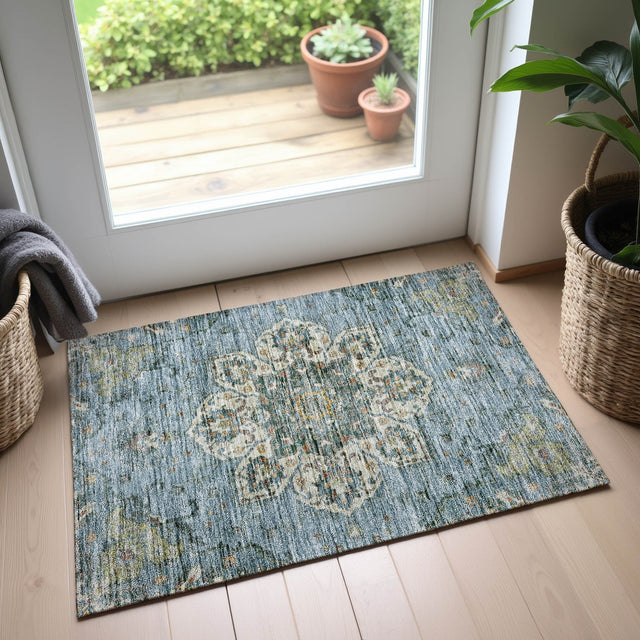 Dalyn Silk Road SR6 Aqua Rug shown in a room