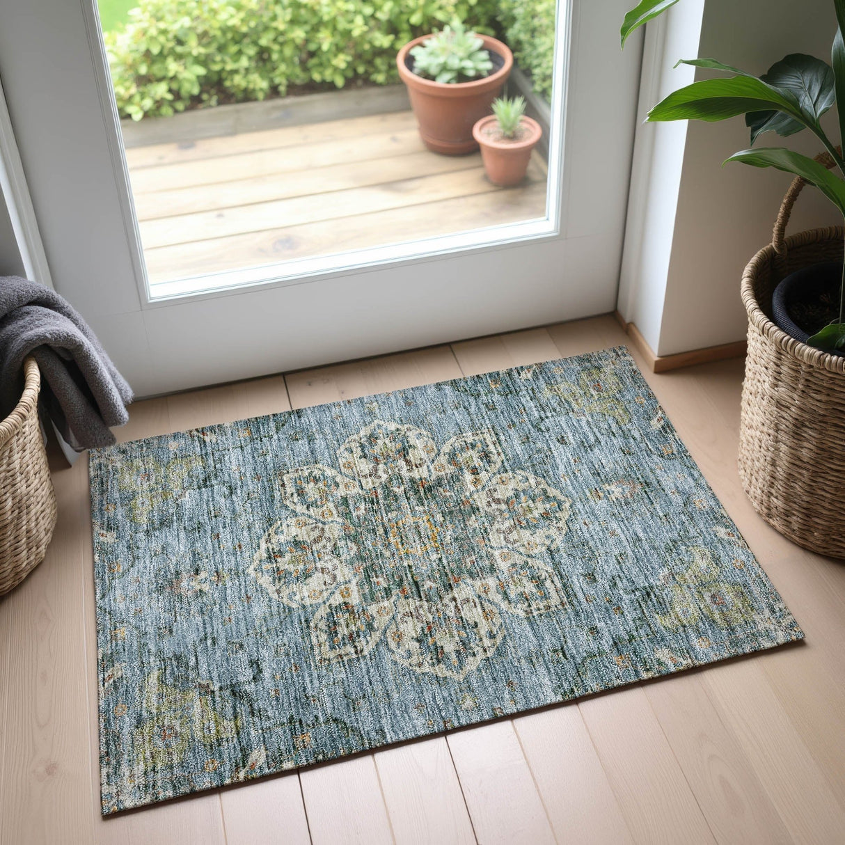 Dalyn Silk Road SR6 Aqua Rug shown in a room