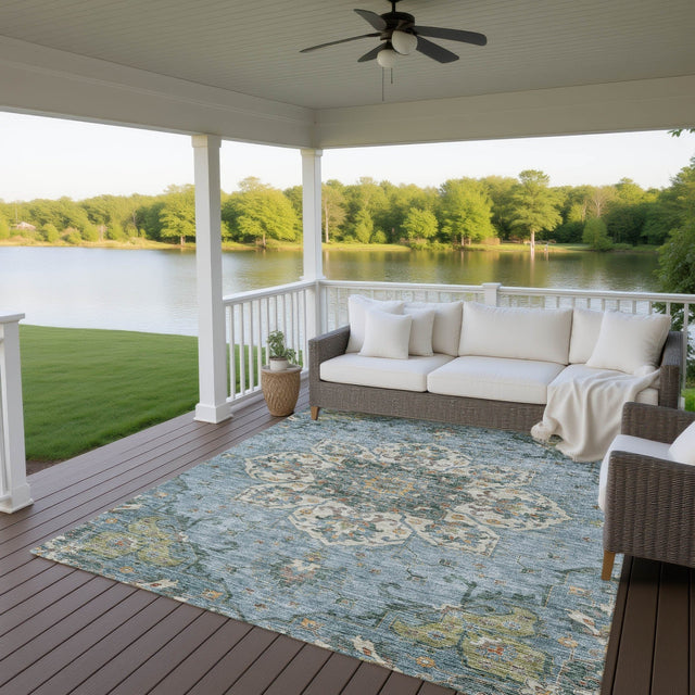 Dalyn Silk Road SR6 Aqua Rug outdoor lifestyle image