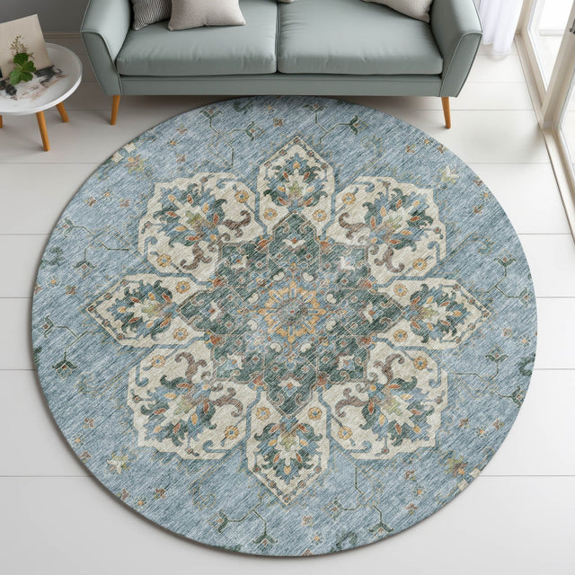 Dalyn Silk Road SR6 Aqua Rug shown in a room