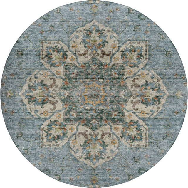 Dalyn Silk Road SR6 Aqua Rug round rug