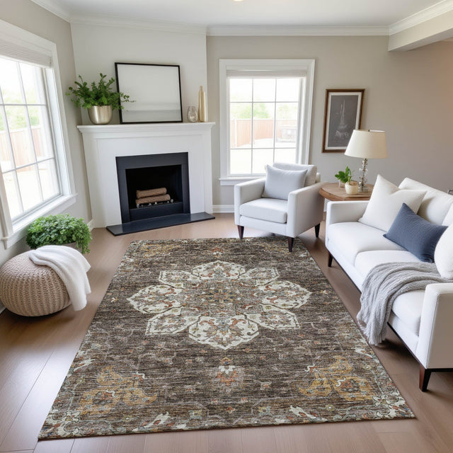 Dalyn Silk Road SR6 Chocolate Rug shown in a room