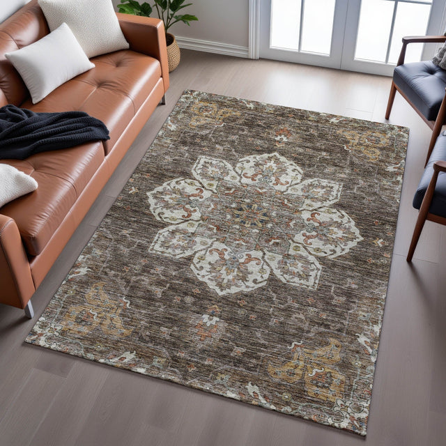 Dalyn Silk Road SR6 Chocolate Rug shown in a room