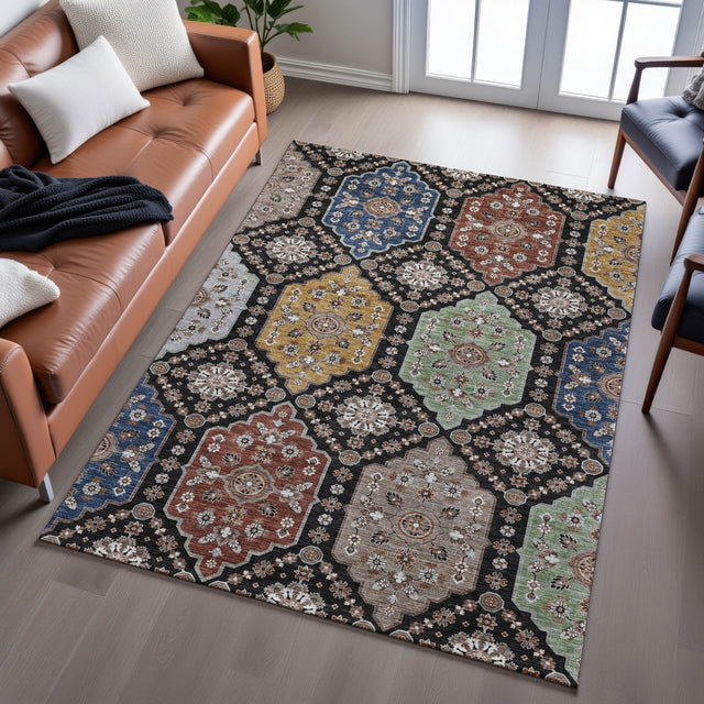 Dalyn Silk Road SR7 Black Rug shown in a room