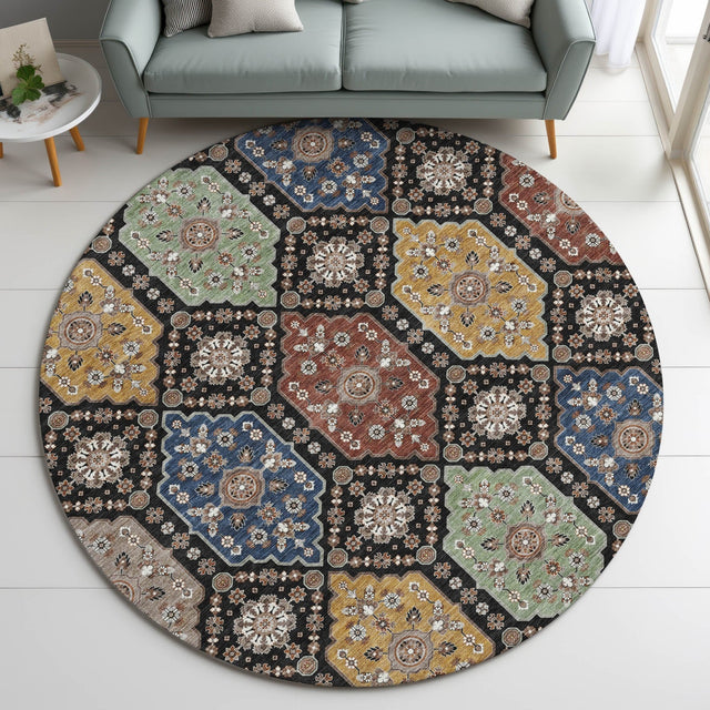 Dalyn Silk Road SR7 Black Rug shown in a room
