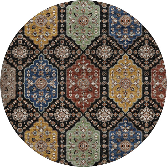 Dalyn Silk Road SR7 Black Rug round rug