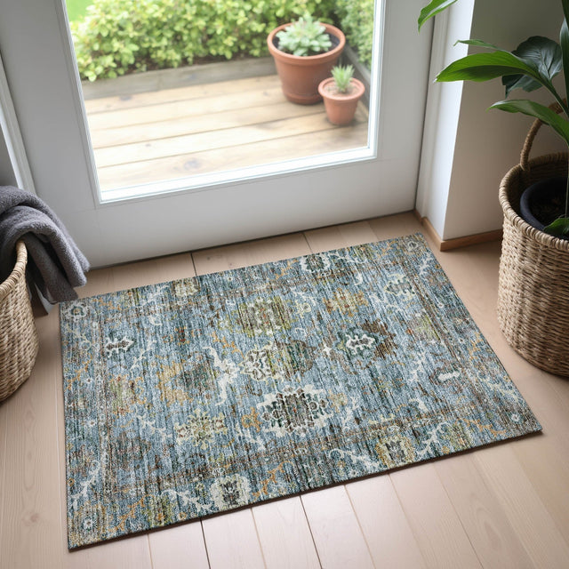 Dalyn Silk Road SR8 Aqua Rug shown in a room