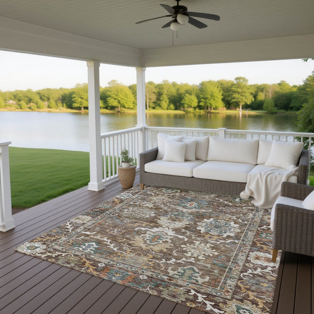 Dalyn Silk Road SR8 Chocolate Rug outdoor lifestyle image