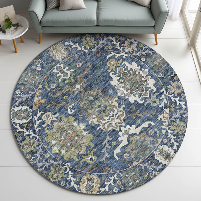 Dalyn Silk Road SR8 Navy Rug shown in a room