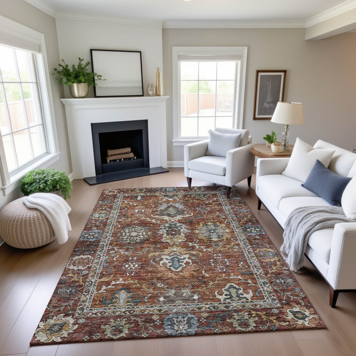 Dalyn Silk Road SR8 Paprika Rug shown in a room