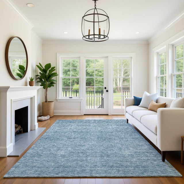 Dalyn Soft Essentials SE1 Denim Rug shown in a room