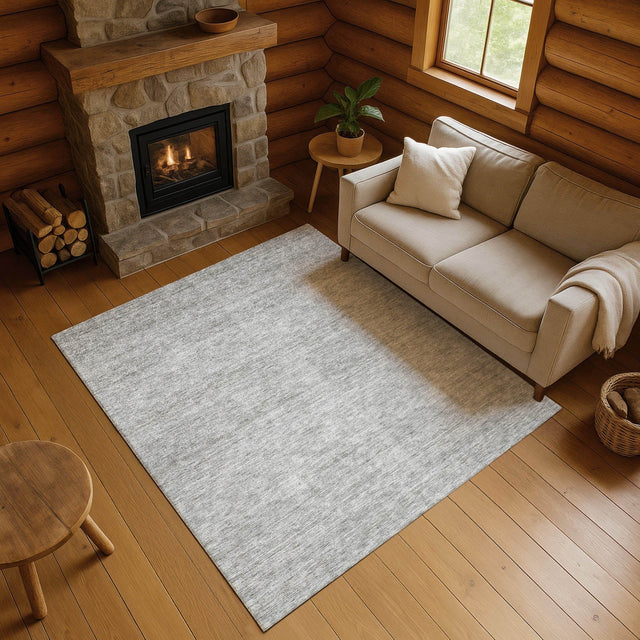 Dalyn Soft Essentials SE1 Silver Rug shown in a room