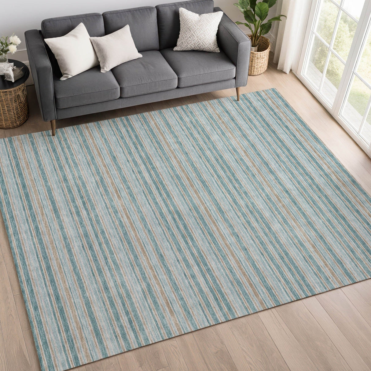 Dalyn Soft Essentials SE2 Teal Rug shown in a room