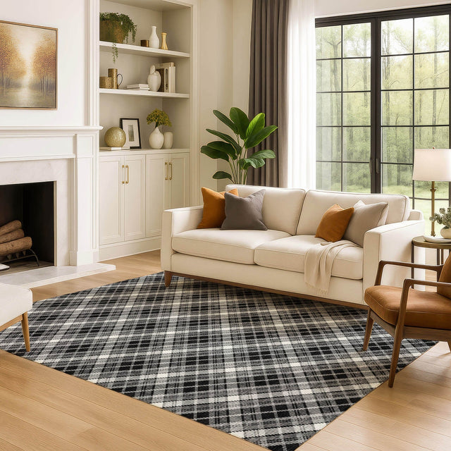 Dalyn Soft Essentials SE3 Black Rug shown in a room