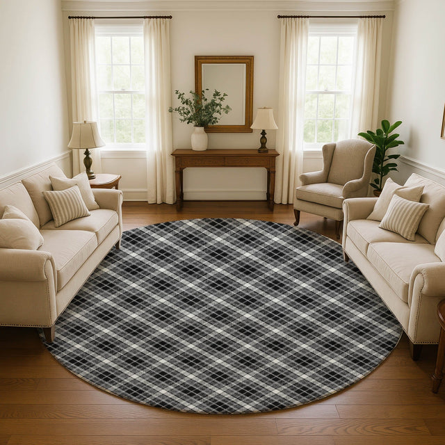 Dalyn Soft Essentials SE3 Black Rug shown in a room