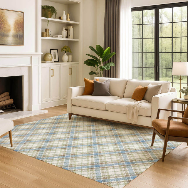 Dalyn Soft Essentials SE3 Blue Rug shown in a room