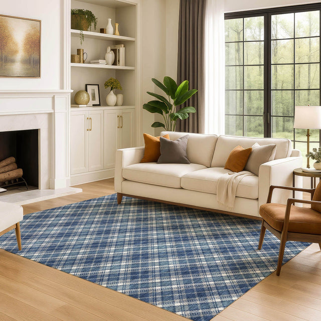 Dalyn Soft Essentials SE3 Navy Rug shown in a room