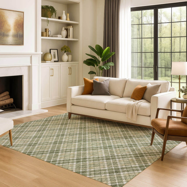 Dalyn Soft Essentials SE3 Olive Rug shown in a room