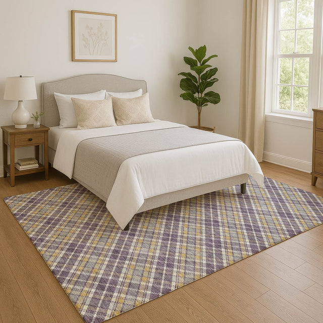 Dalyn Soft Essentials SE3 Plum Rug shown in a room