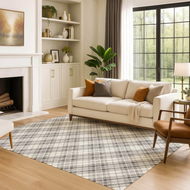 Dalyn Soft Essentials SE3 Putty Rug shown in a room
