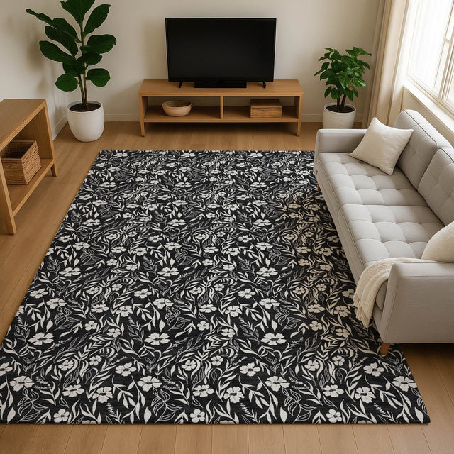 Dalyn Soft Essentials SE4 Black Rug shown in a room