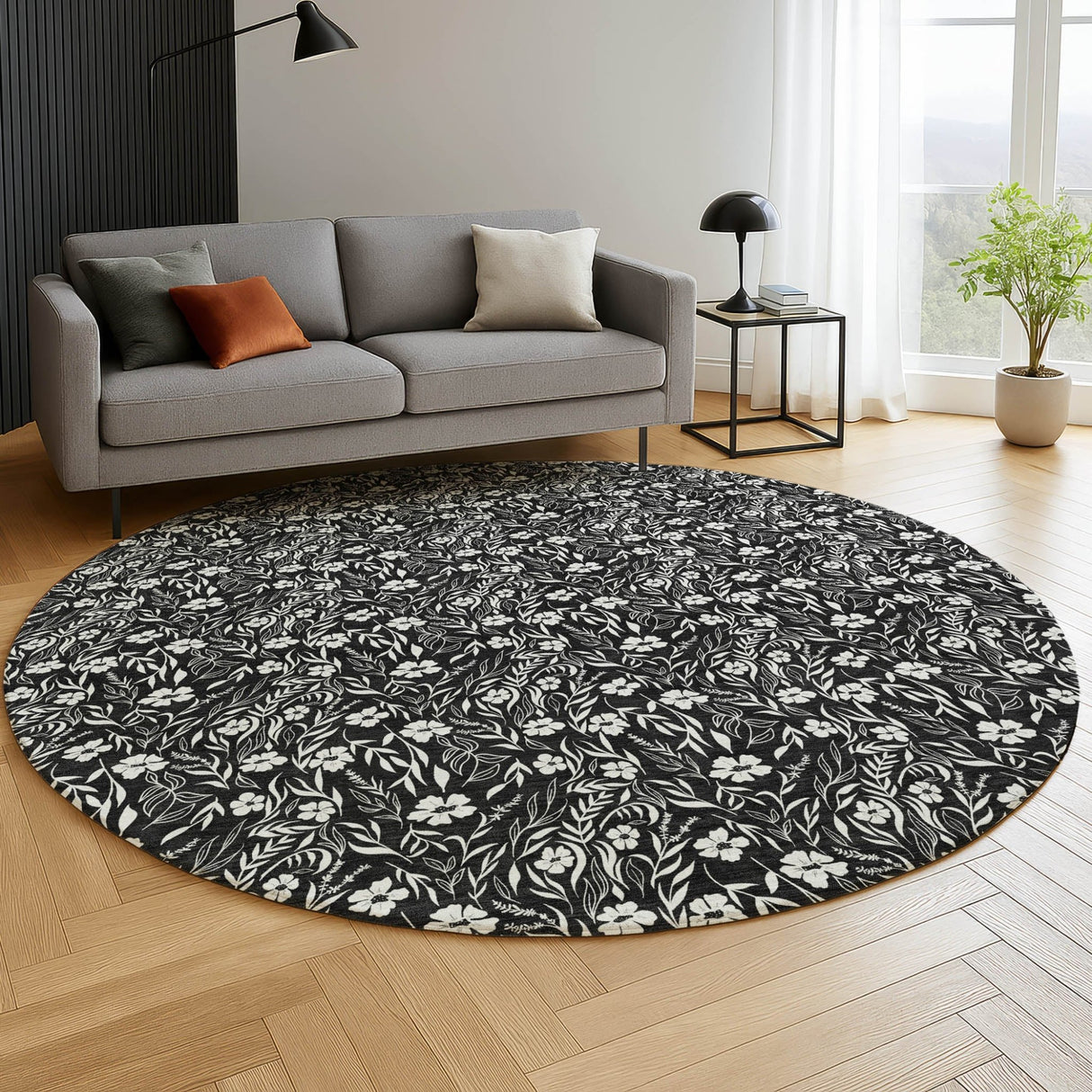 Dalyn Soft Essentials SE4 Black Rug shown in a room