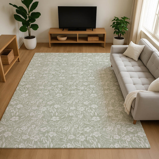 Dalyn Soft Essentials SE4 Celery Rug shown in a room
