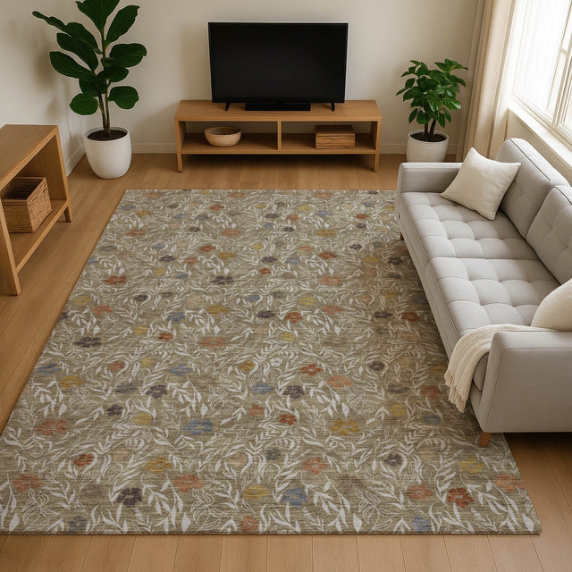 Dalyn Soft Essentials SE4 Coffee Rug shown in a room