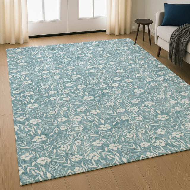 Dalyn Soft Essentials SE4 Teal Rug shown in a room