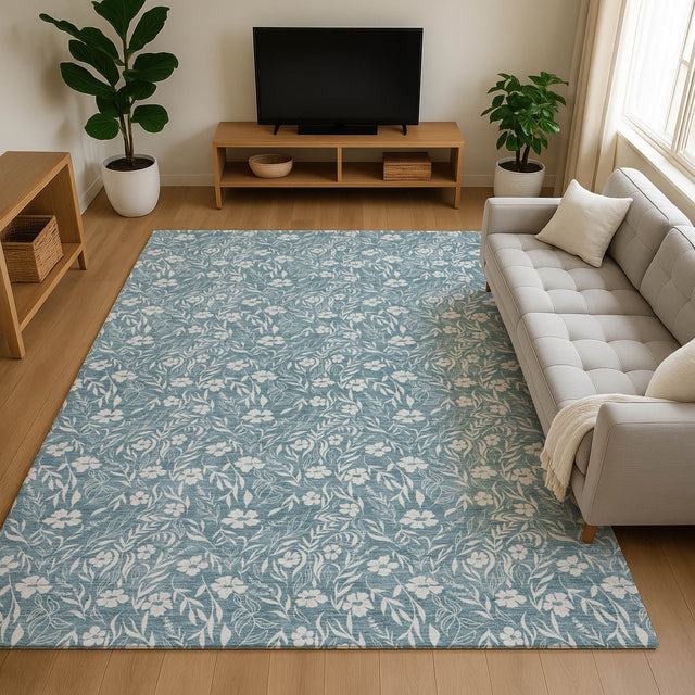 Dalyn Soft Essentials SE4 Teal Rug shown in a room