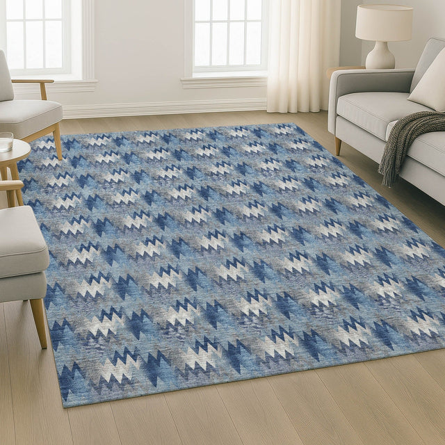 Dalyn Soft Essentials SE5 Denim Rug shown in a room