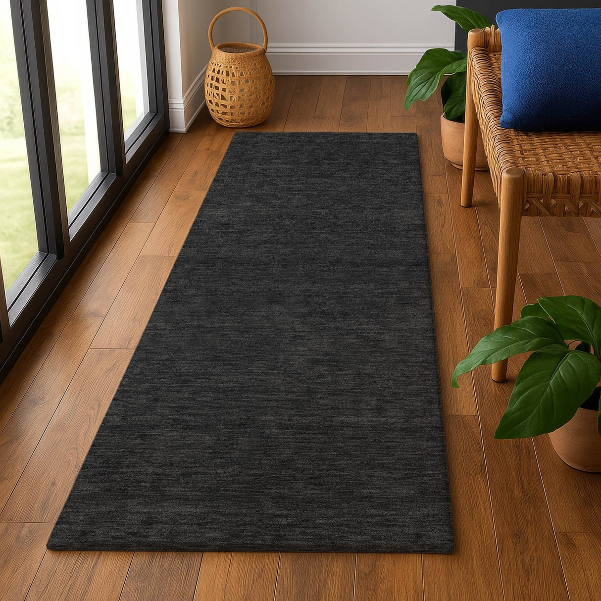 Dalyn Soft Essentials SE6 Black Rug shown in a room