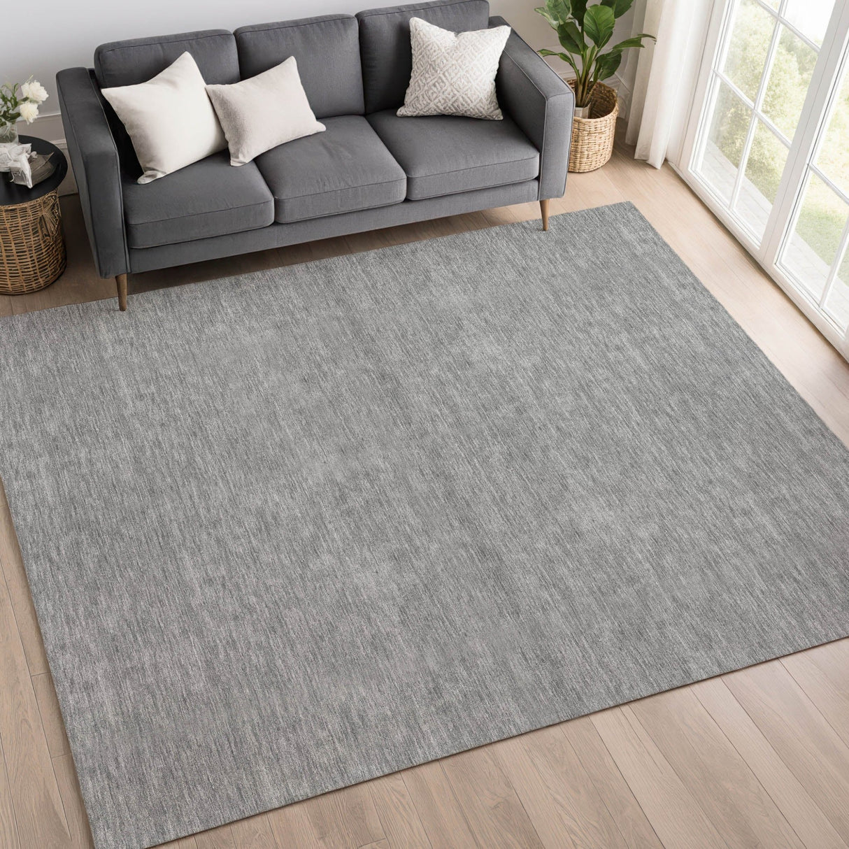Dalyn Soft Essentials SE6 Gray Rug shown in a room