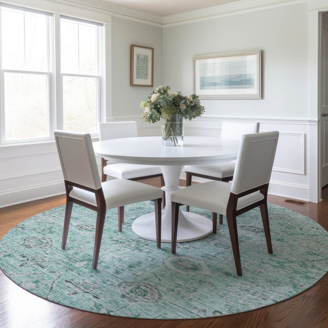 Dalyn Solace SL10 Teal Rug shown in a room