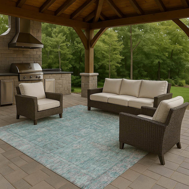 Dalyn Solace SL11 Aqua Rug outdoor lifestyle image