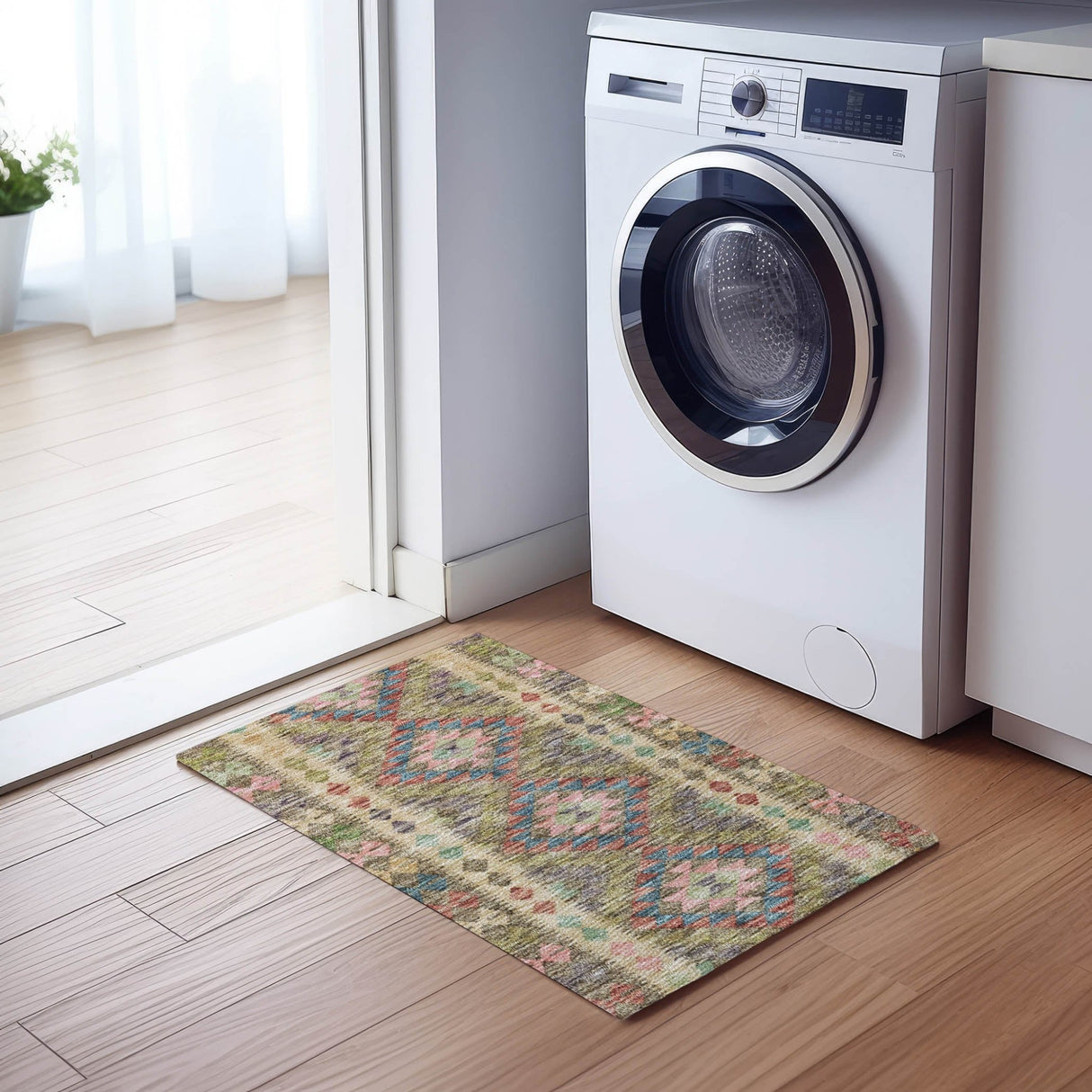 Dalyn Solace SL13 Green Rug shown in a room