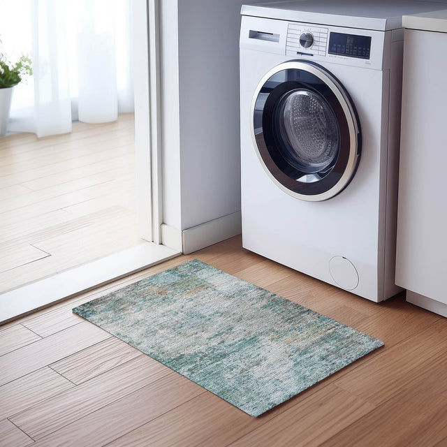 Dalyn Solace SL5 Teal Rug shown in a room