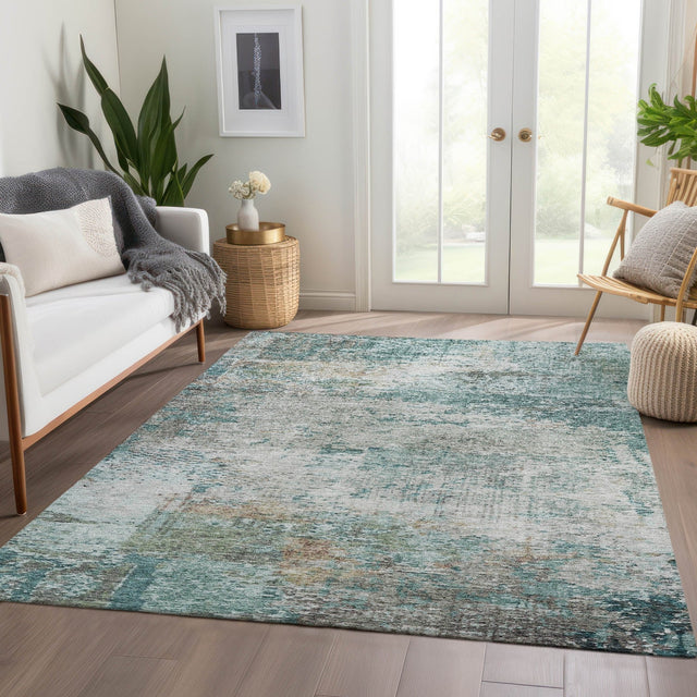 Dalyn Solace SL5 Teal Rug shown in a room