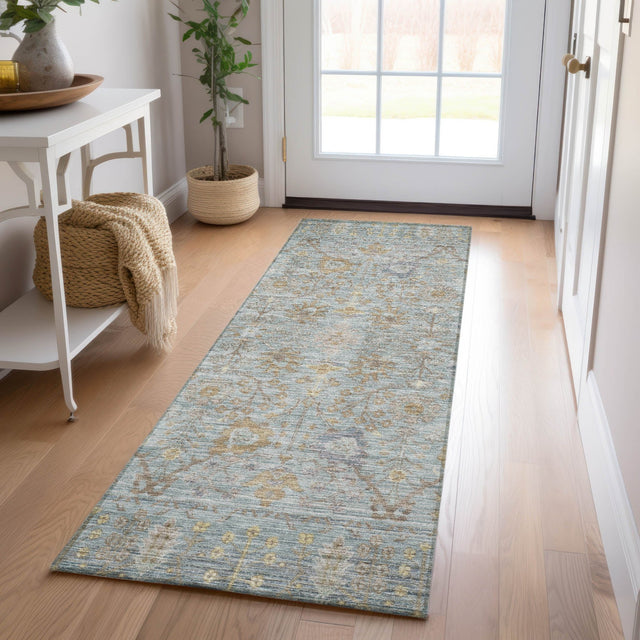 Dalyn Solace SL9 Teal Rug shown in a room