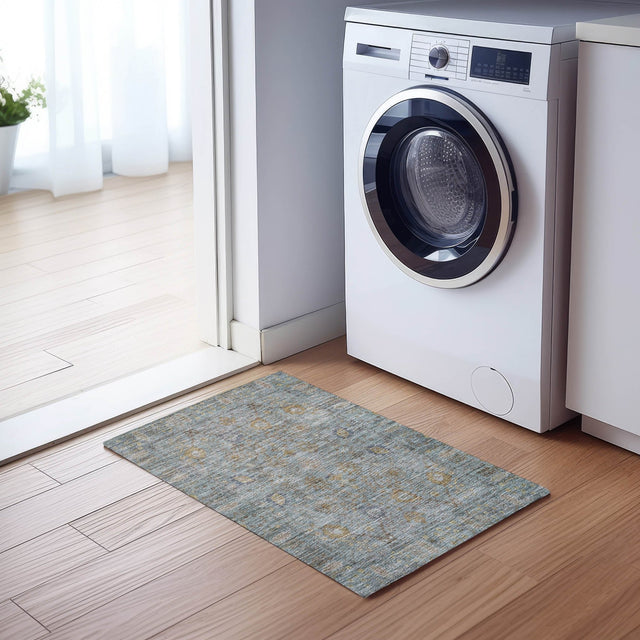 Dalyn Solace SL9 Teal Rug shown in a room