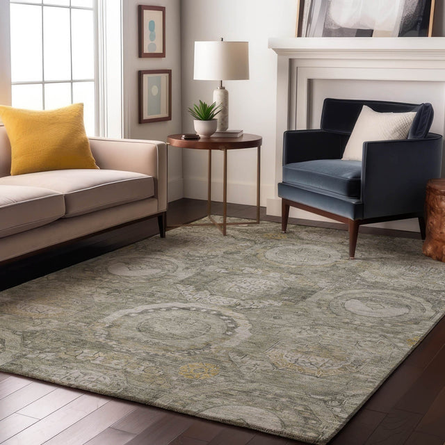 Dalyn Tabrook TB14 Pewter Rug shown in a room