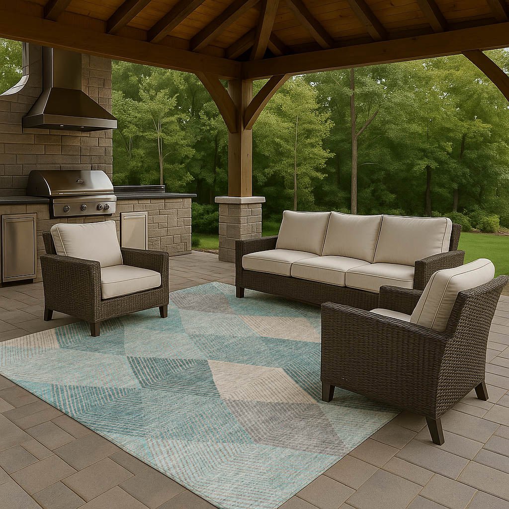Dalyn The Reserve TR11 Turquoise Rug outdoor lifestyle image