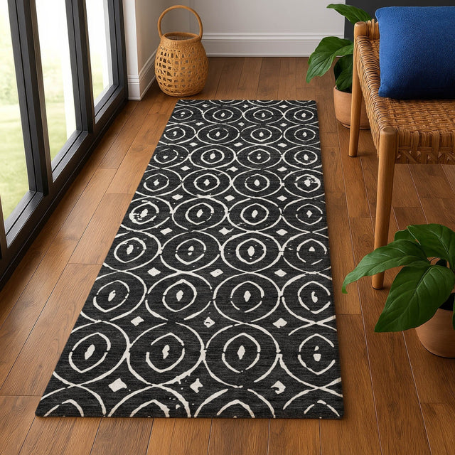 Dalyn The Reserve TR12 Black Rug shown in a room