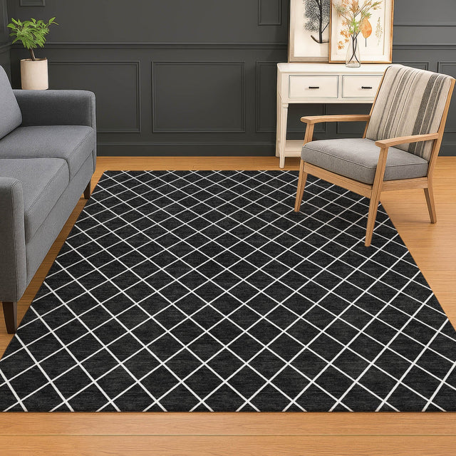 Dalyn The Reserve TR15 Black Rug shown in a room