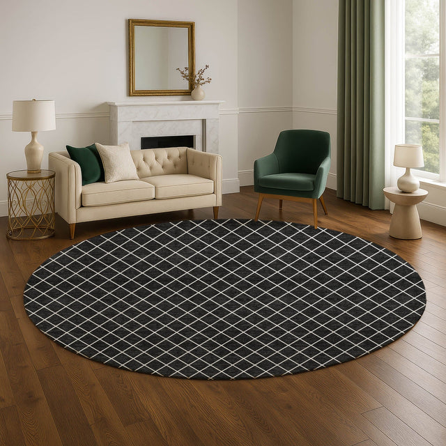 Dalyn The Reserve TR15 Black Rug shown in a room