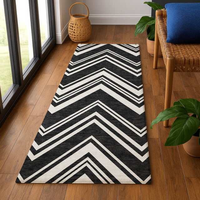 Dalyn The Reserve TR17 Black Rug shown in a room