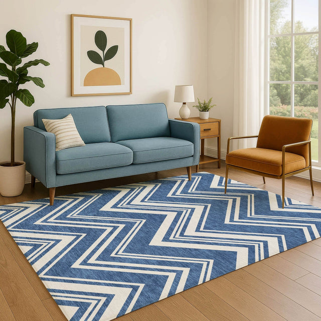 Dalyn The Reserve TR17 Blue Rug shown in a room