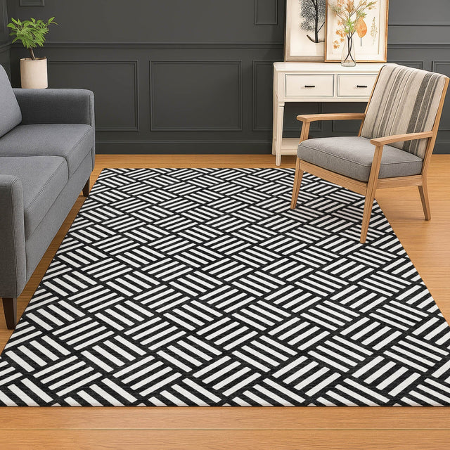Dalyn The Reserve TR3 Black Rug shown in a room
